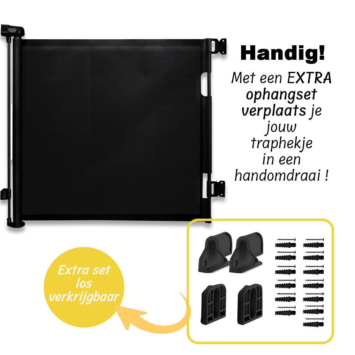 Set Extra ophanging Zwart - Geschikt voor Simanti Oprolbaar Traphekje 150/110 cm