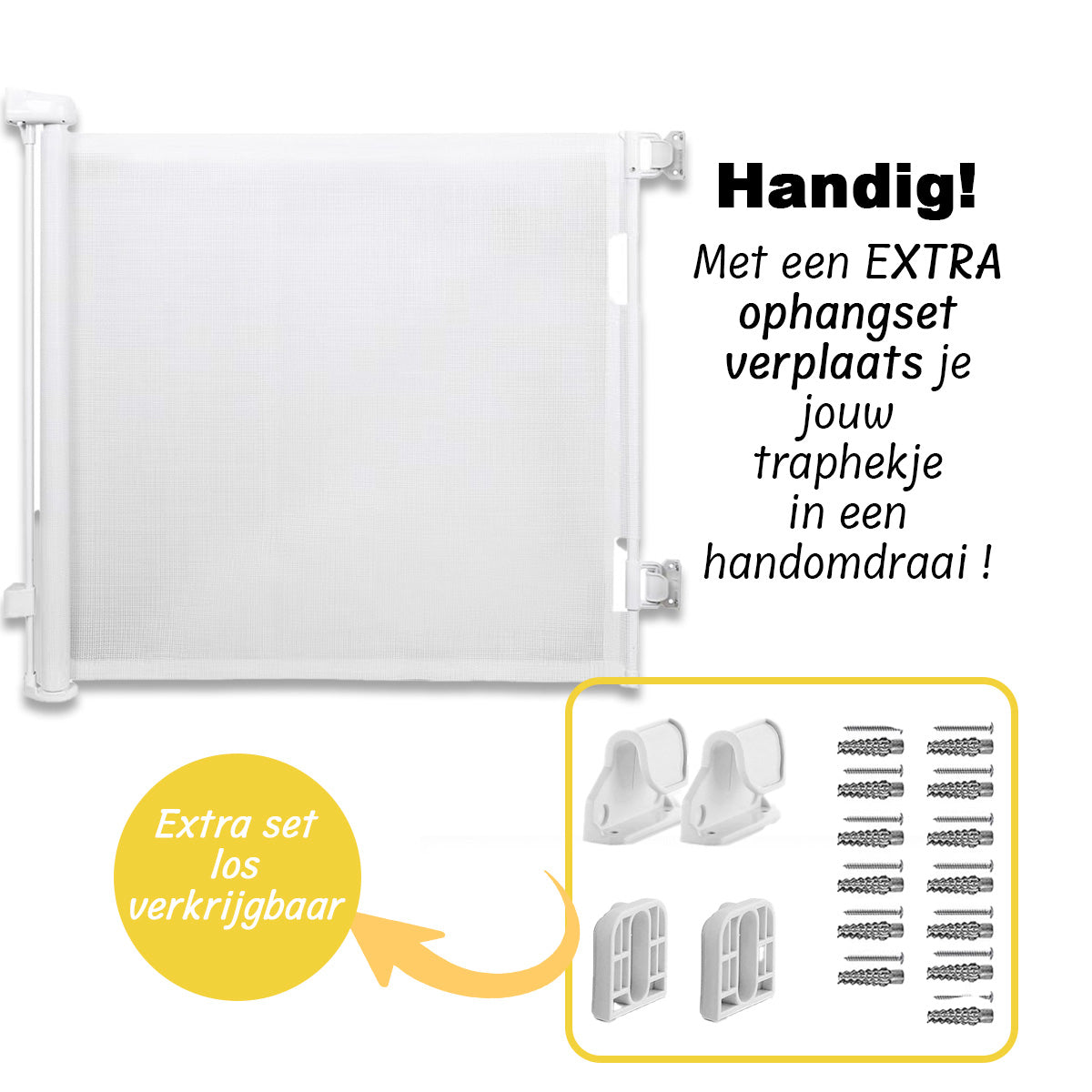 Set Extra ophanging Wit - Geschikt voor Simanti Oprolbaar Traphekje 150/110 cm
