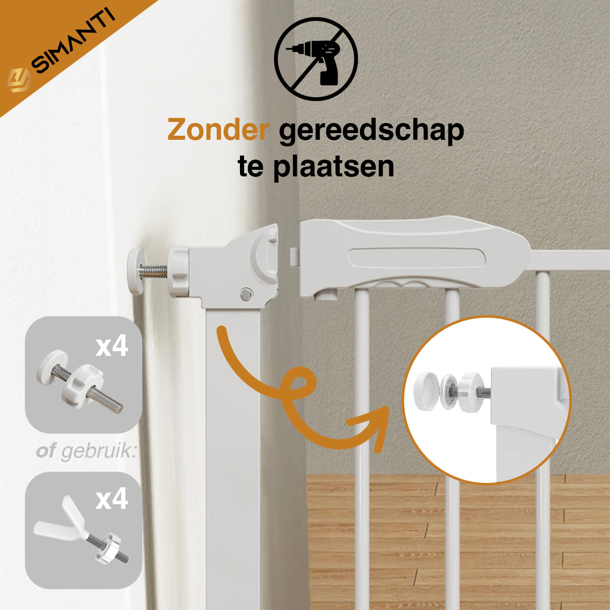 Simanti Metalen Traphekje Wit - Zonder Boren - Klembevestiging - 76 t/m 91 cm