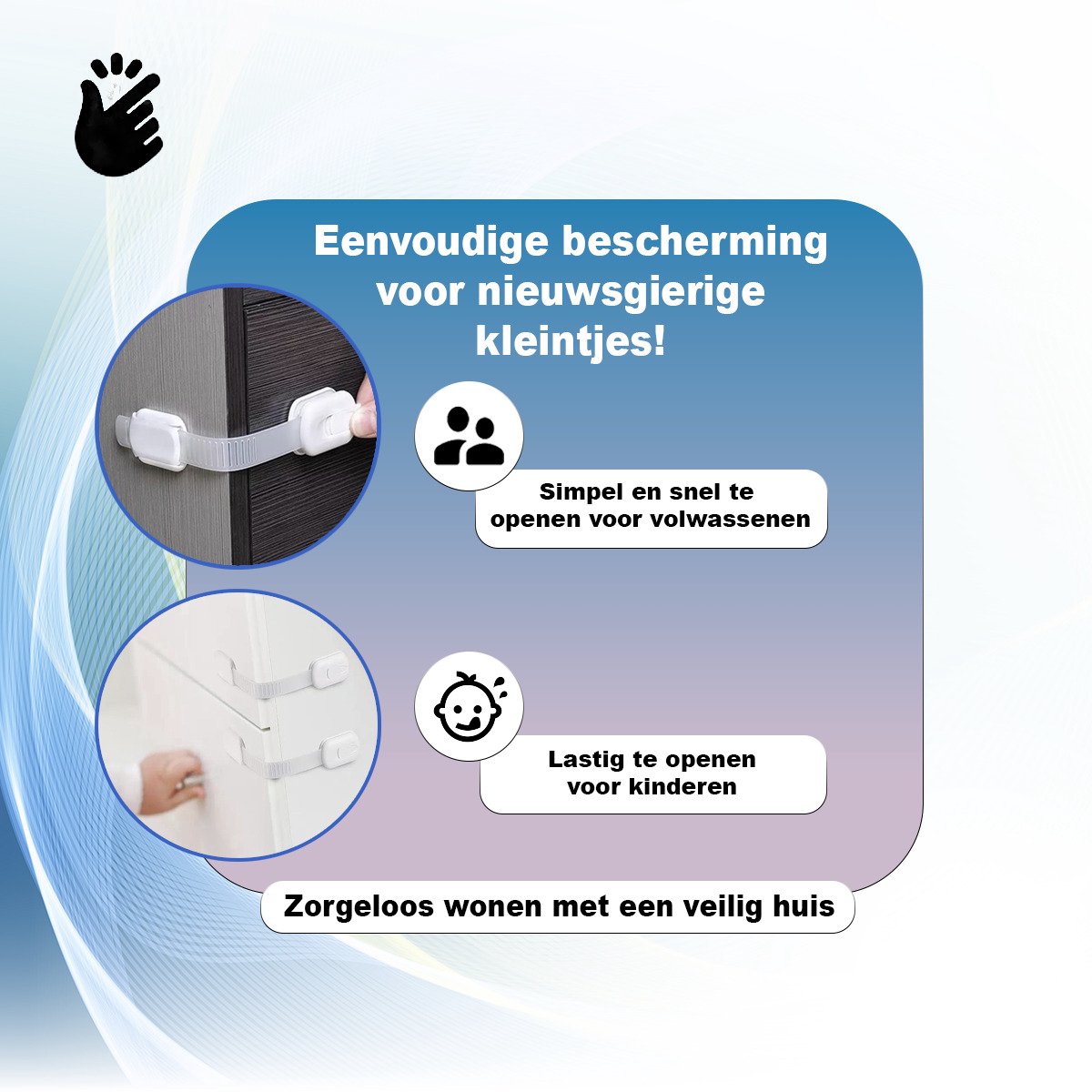 Zelfklevende Kinderslot kastjes - Extra stevig 3M plakkers - Set van 6 - Zonder boren