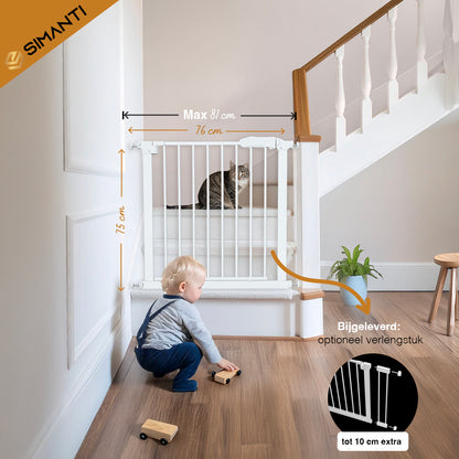 Simanti Metalen Traphekje Wit - Zonder Boren - Klembevestiging - 76 t/m 91 cm