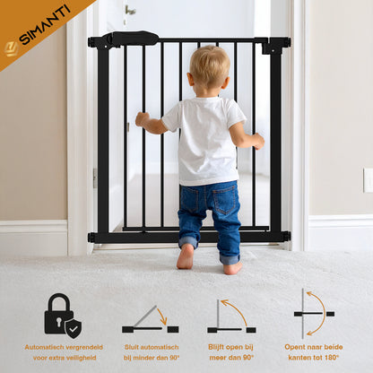 Simanti Metal Safety Gate Black – No Drilling – Pressure Mounted – 76 to 91 cm