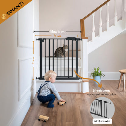 Simanti Metal Safety Gate Black – No Drilling – Pressure Mounted – 76 to 91 cm
