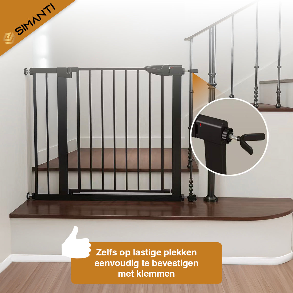 Simanti Metal Safety Gate Black – No Drilling – Pressure Mounted – 76 to 91 cm