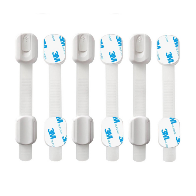 Adhesive Child Safety Cabinet Locks – Extra Strong 3M Adhesive – Set of 6 – No Drilling Required